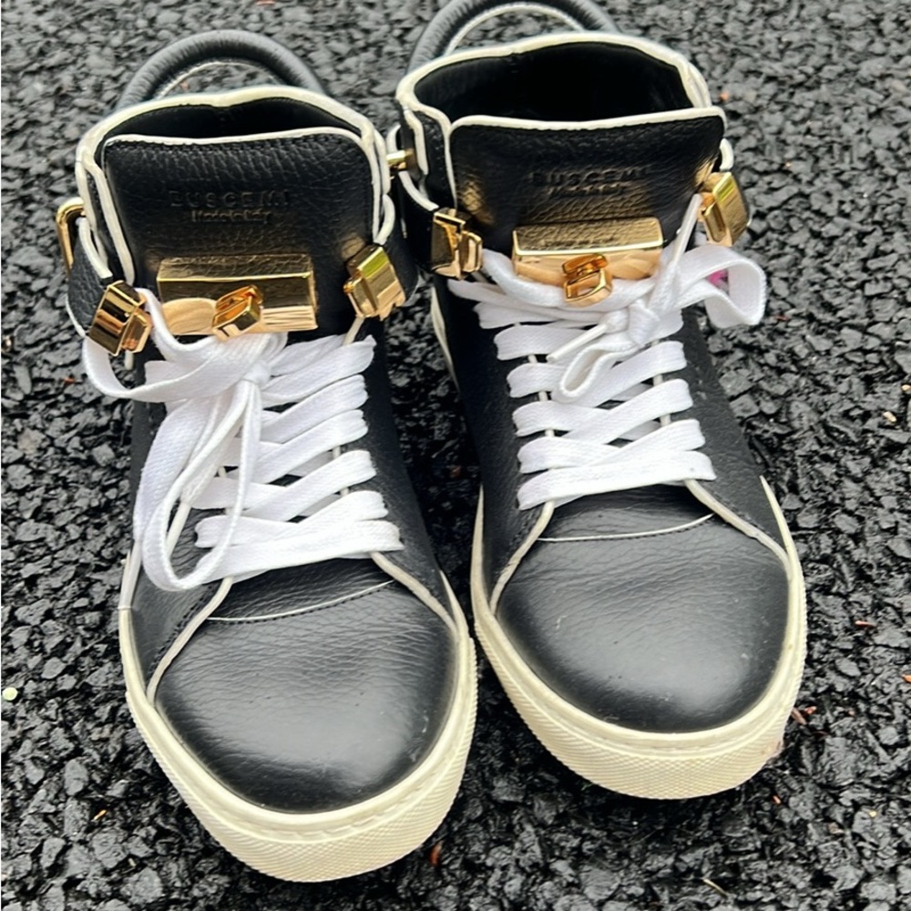 Buscemi Black and White High-Top Sneakers